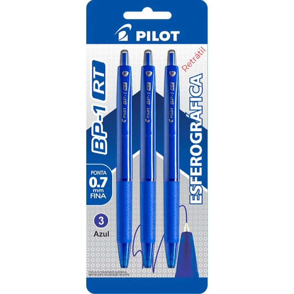 Caneta Esferografica Retratil Bp-1 0.7 Azul Pilot (Bl.c/03) - imagem 2