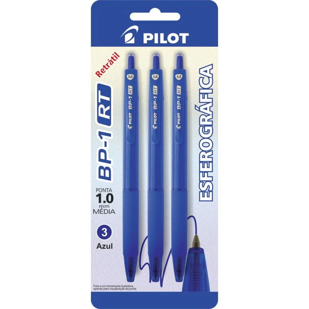 Caneta Esferografica Retratil Bp-1 1.0 Azul Pilot (Bl.c/03) - imagem 3