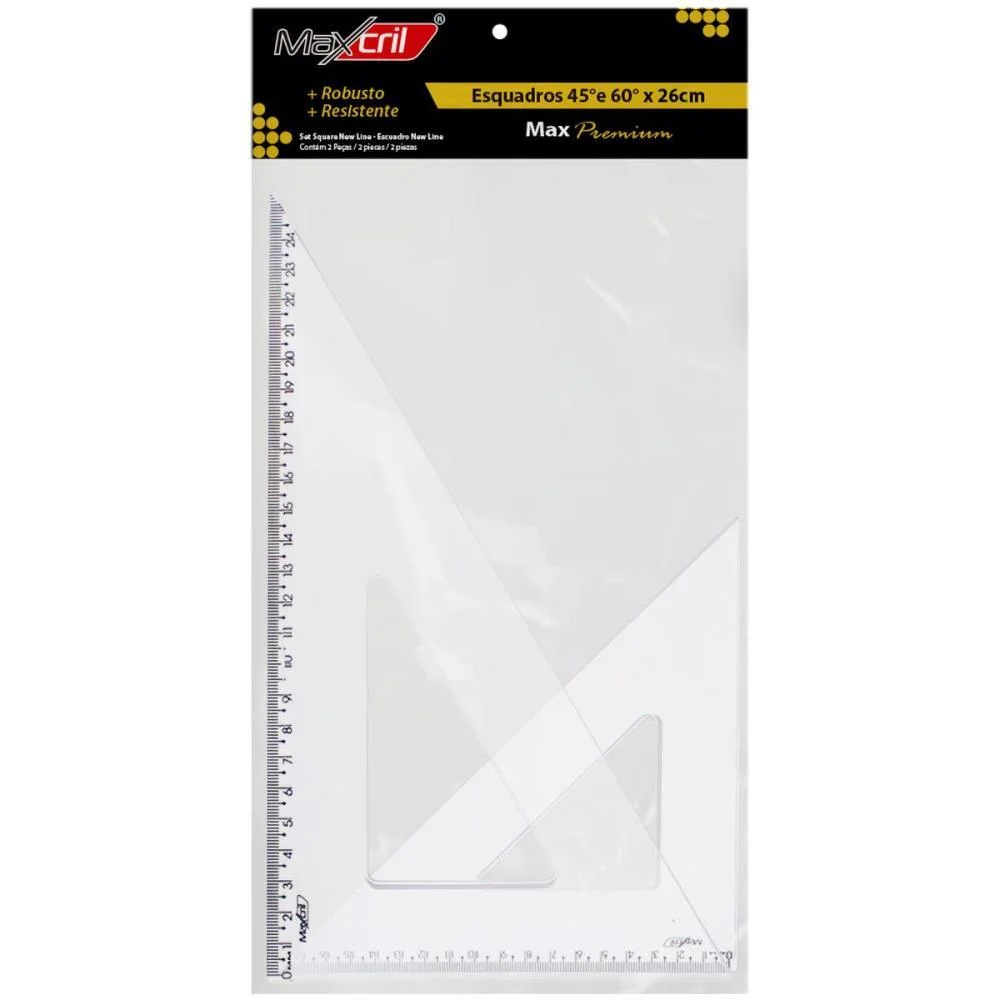 Conjunto Para Desenho Max Premium Esquadro 2Pcs 26Cm Maxcril (Blister) - imagem 5