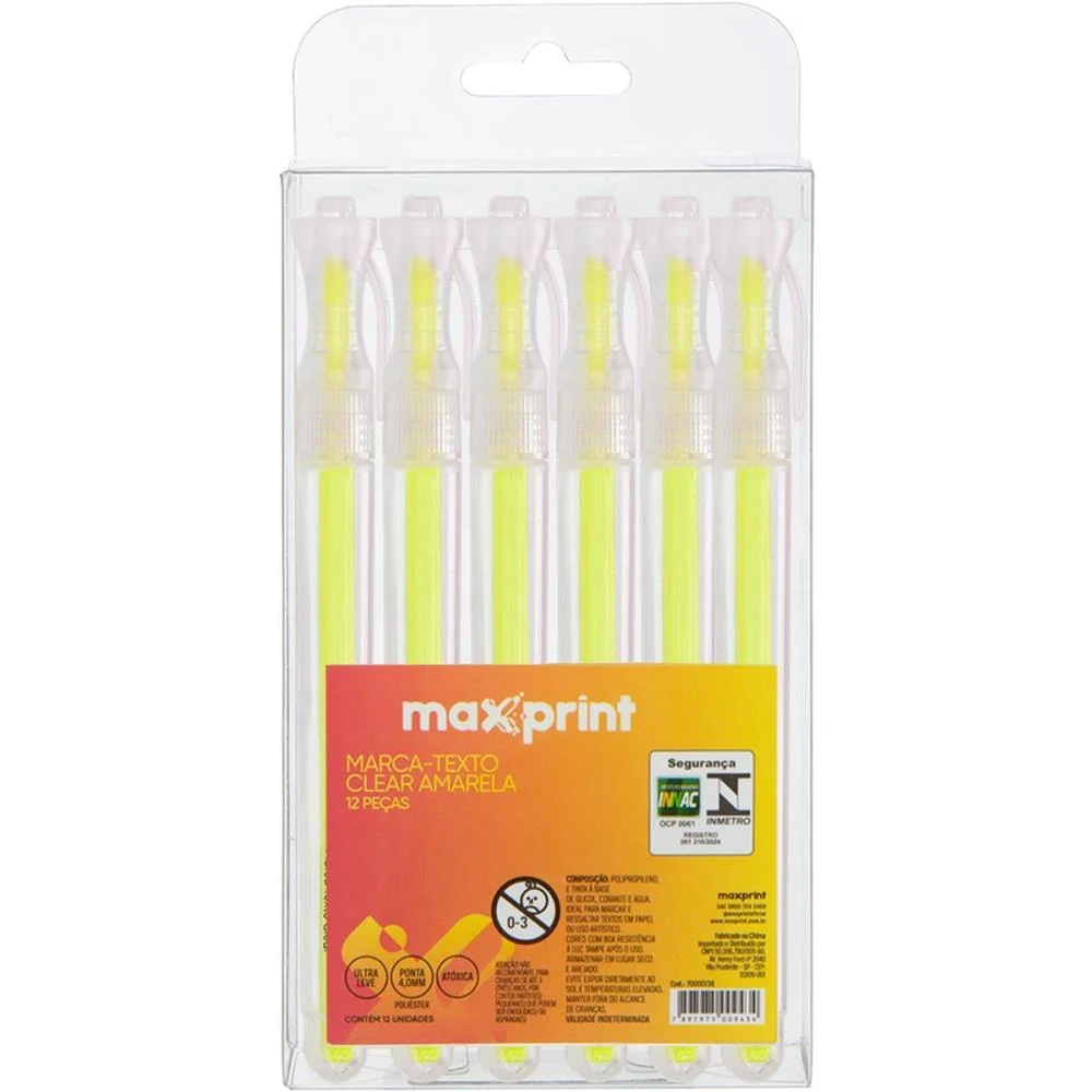 Caneta Marca Texto Clear Amarela Maxprint (Cx.c/12) - imagem 5