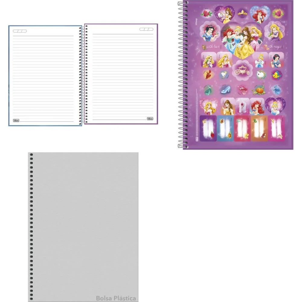 Caderno 01X1 Capa Dura Princesas 80Fls Fit Tilibra (Pct.c/04) - imagem 4