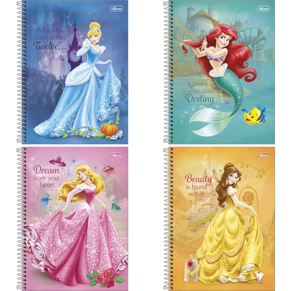 Caderno 10X1 Capa Dura Princesas 160Fls Fit Tilibra (Pct.c/04) - imagem 3
