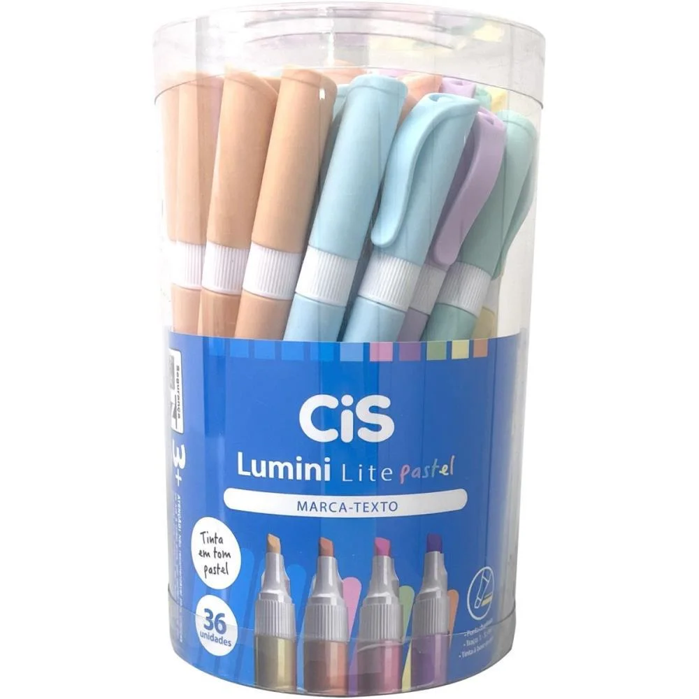 Caneta Marca Texto Cis Lumini Lite Cores Pastel(S Sertic (Pote-36) - imagem 2