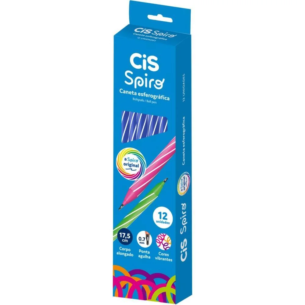 Caneta Esferografica Cis Spiro 0,7Mm Azul Sertic (Cx.c/12) - imagem 3