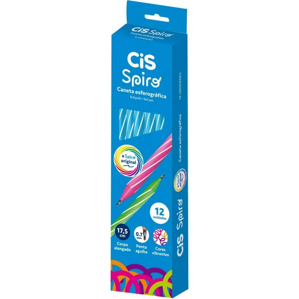 Caneta Esferografica Cis Spiro 0,7Mm Azul Claro Sertic (Cx.c/12) - imagem 2