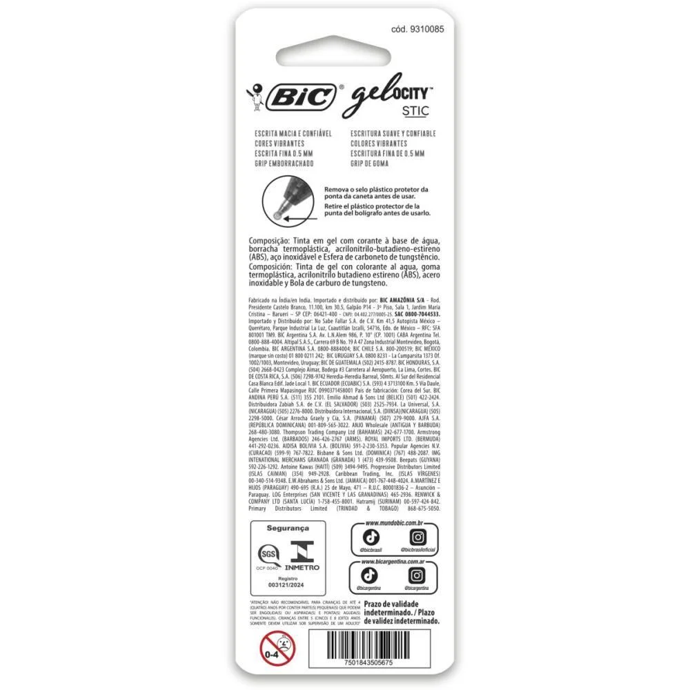 Caneta Gel Bic Gelocity Azul Bic (Blister) - imagem 5