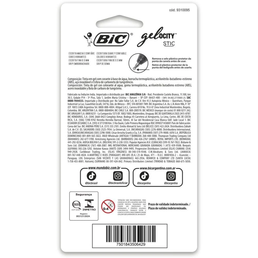 Caneta Gel Bic Gelocity 4 Cores Bic (Bl.c/04) - imagem 5