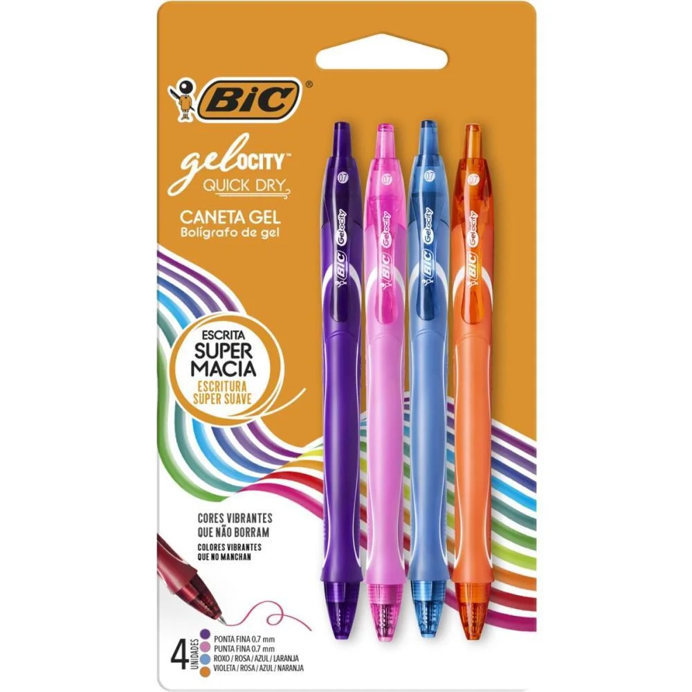 Caneta Gel Bic Quick Dry 4 Cores Bic (Bl.c/04) - imagem 3