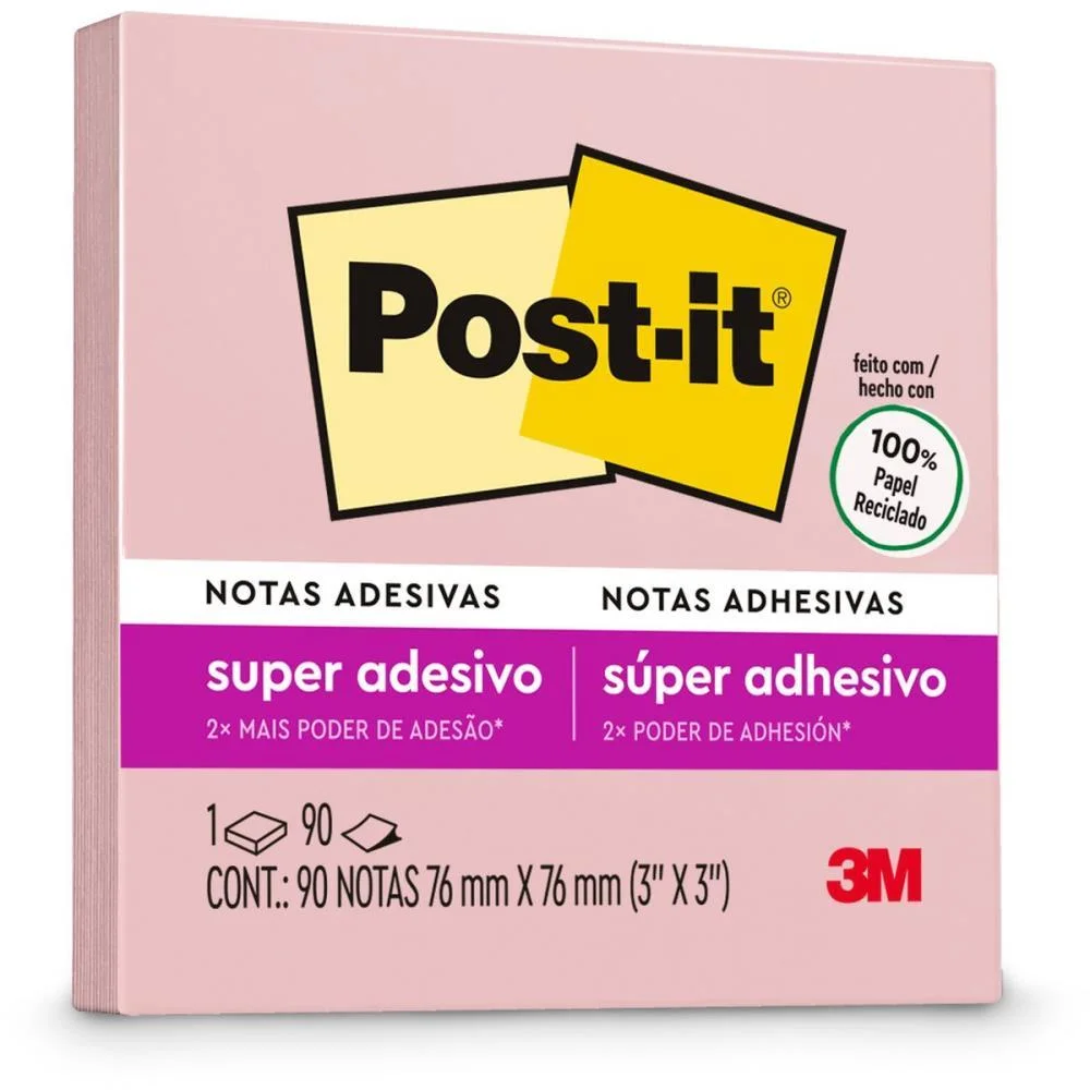 Bloco De Recado Post-It 76Mmx76Mm Sal Rosa 90 Fls. 3M (Unidade) - imagem 2