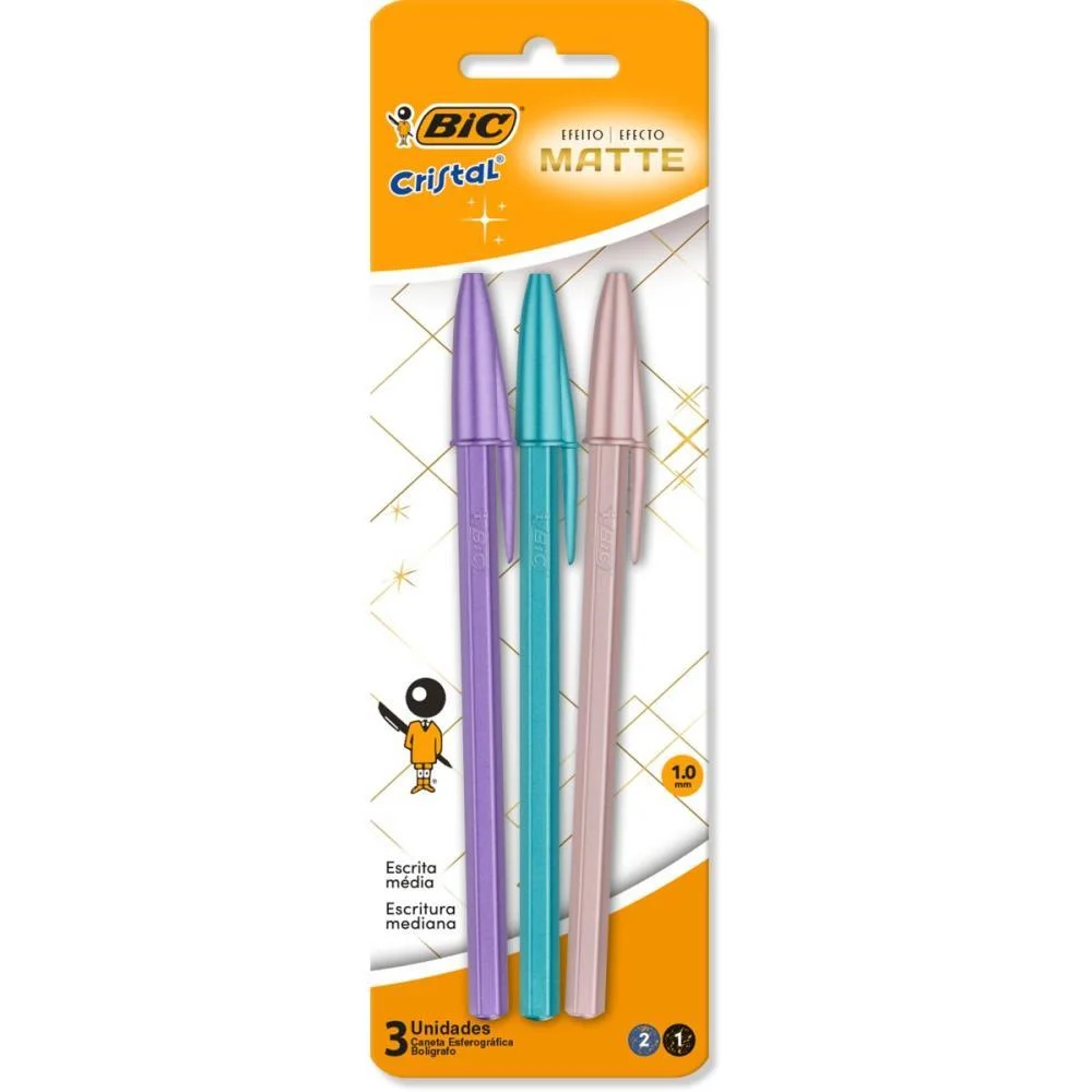 Caneta Esferografica Cristal Mate Az/Rx/Rs Bic (Bl.c/03) - imagem 3