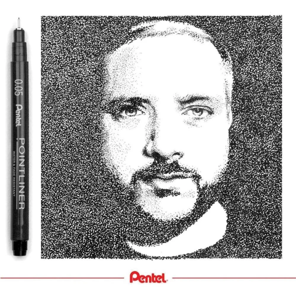 Caneta Nanquim Tecnica Preta Ponta 0,05Mm Pentel (Cx.c/12) - imagem 4