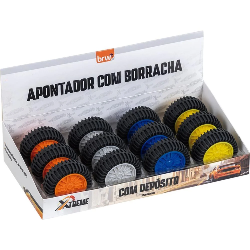 Apontador Com Deposito Xtreme C/Borracha 4Cores Brw (Dp.c/12) - imagem 3
