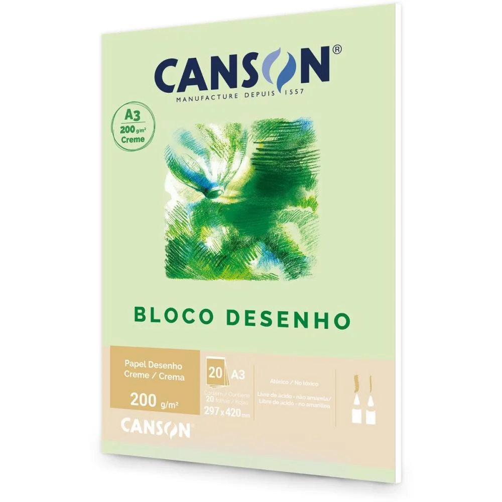 Bloco Para Educacao Artistica Creme A3 200G 20Fls Universit. Canson (Unidade) - imagem 3