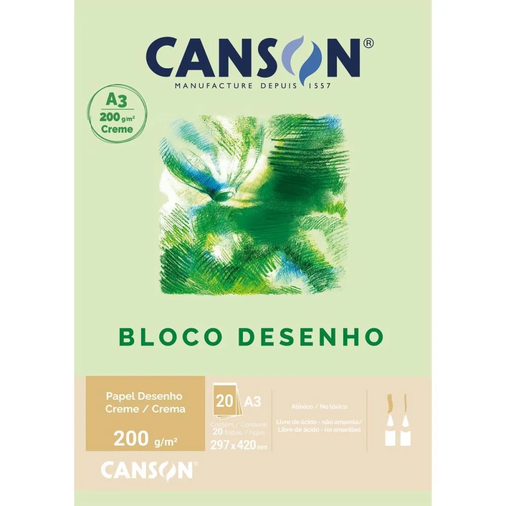 Bloco Para Educacao Artistica Creme A3 200G 20Fls Universit. Canson (Unidade) - imagem 4