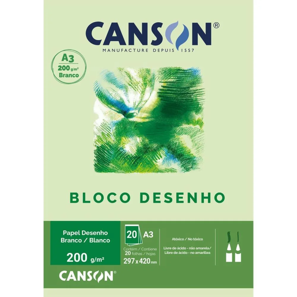 Bloco Para Educacao Artistica Branco A3 200G 20Fls Artístico Canson (Unidade) - imagem 2