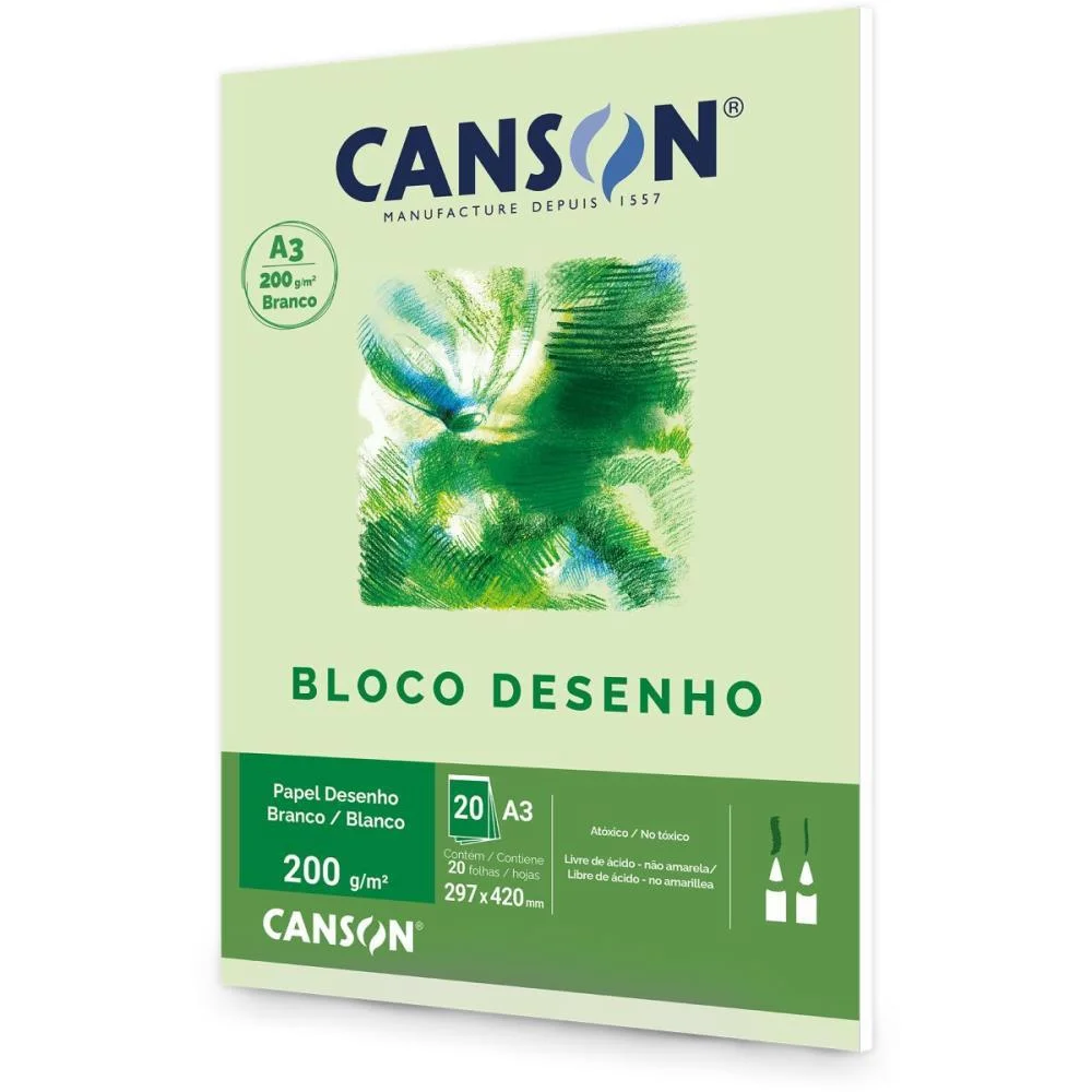 Bloco Para Educacao Artistica Branco A3 200G 20Fls Artístico Canson (Unidade) - imagem 3
