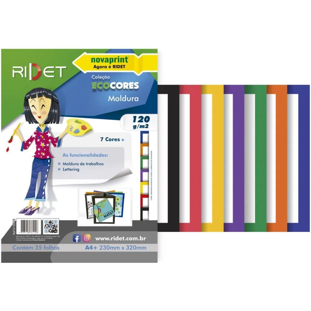 Bloco Para Educacao Artistica Moldura A4 7Co.120G.35F.23X32C Ridet (Pacote) - imagem 2