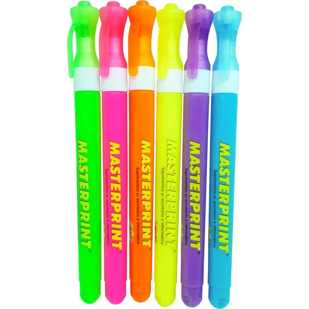 Caneta Marca Texto Mp 610 Neon Slim 6 Cores Masterprint (Estojo) - imagem 2