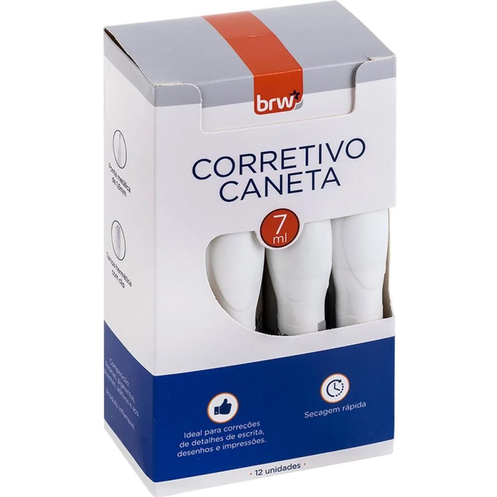 Caneta Corretiva 7Ml Ponta Metalica Brw (Cx.c/12) - imagem 3