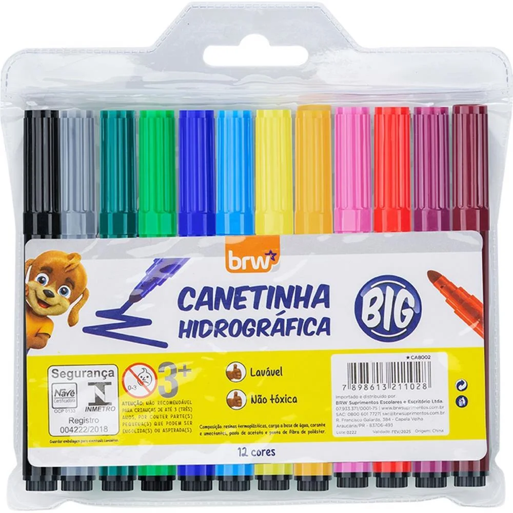 Caneta Hidrografica Jumbo Big 12Cores Brw (Pct.c/12) - imagem 2