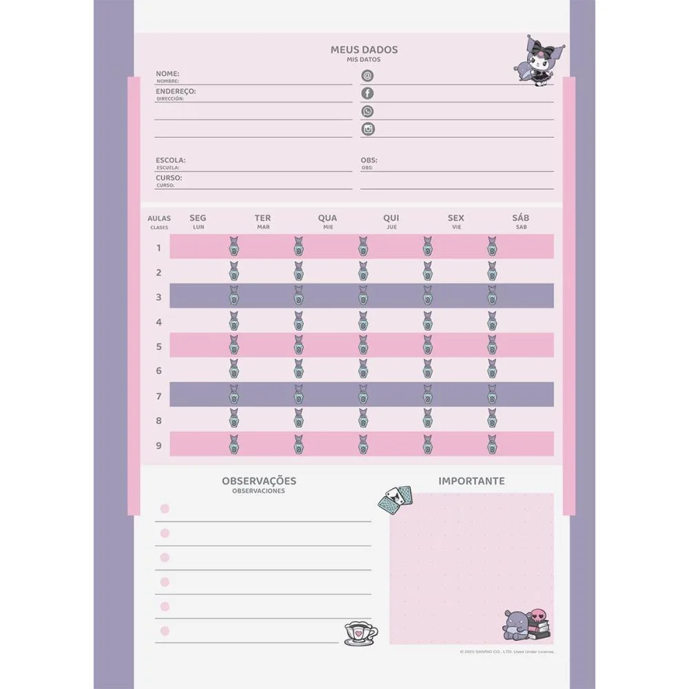 Caderno 01X1 Capa Dura Kuromi 80 Fls Jandaia (Pct.c/04) - imagem 12