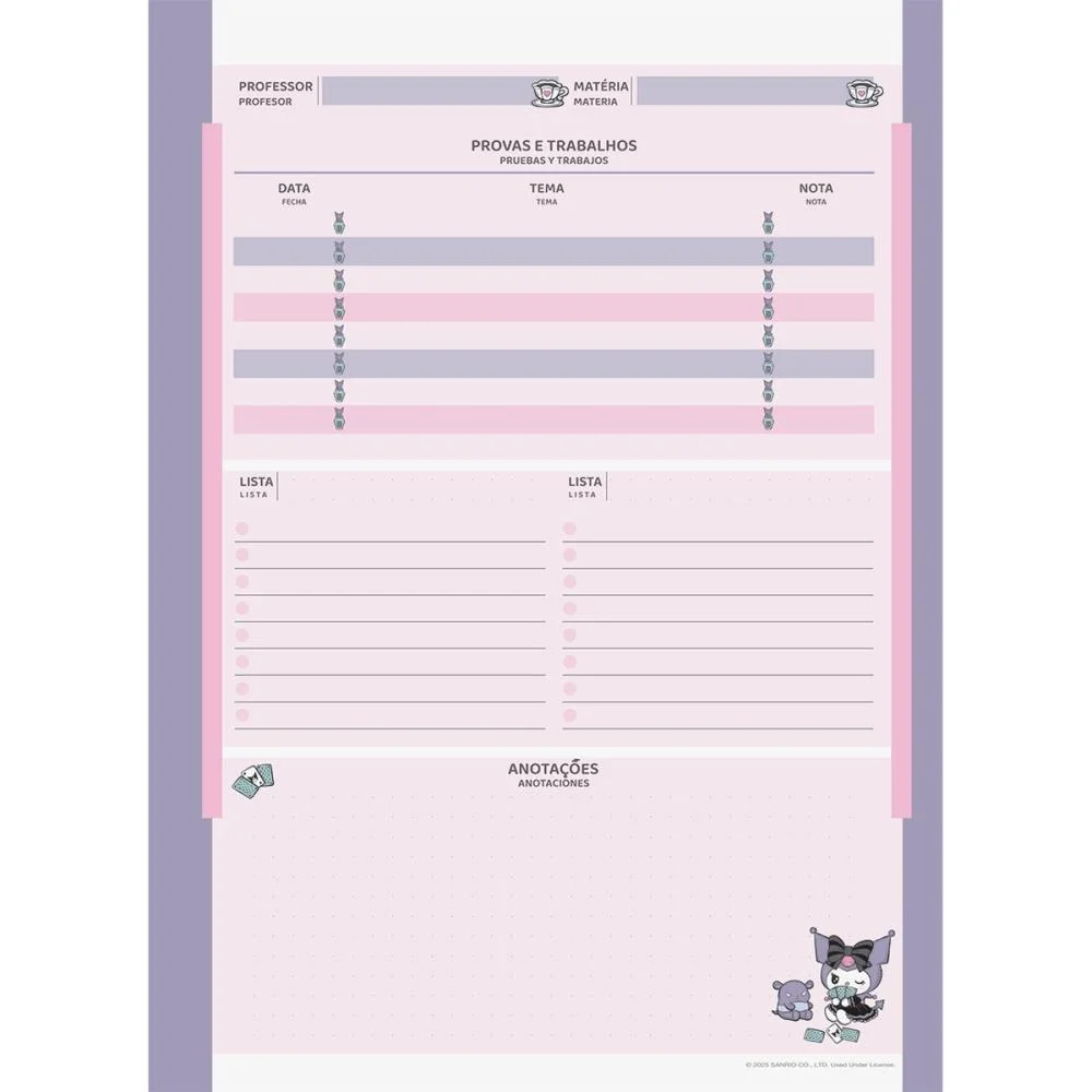 Caderno 10X1 Capa Dura Kuromi 160 Fls I.a Jandaia (Pct.c/04) - imagem 12