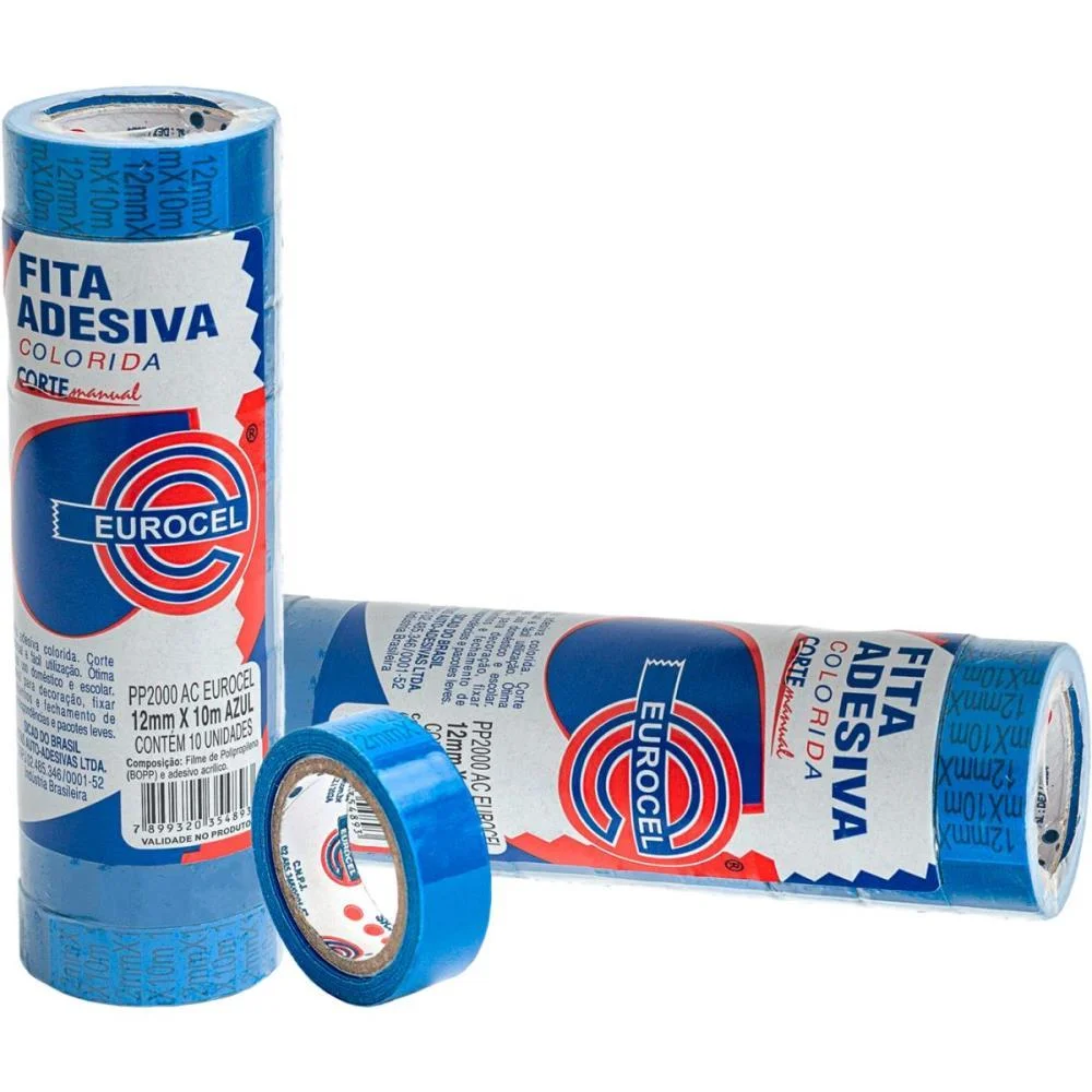 Fita Adesiva Pp 2000 12Mmx10M Azul Eurocel (Pct.c/10) - imagem 3