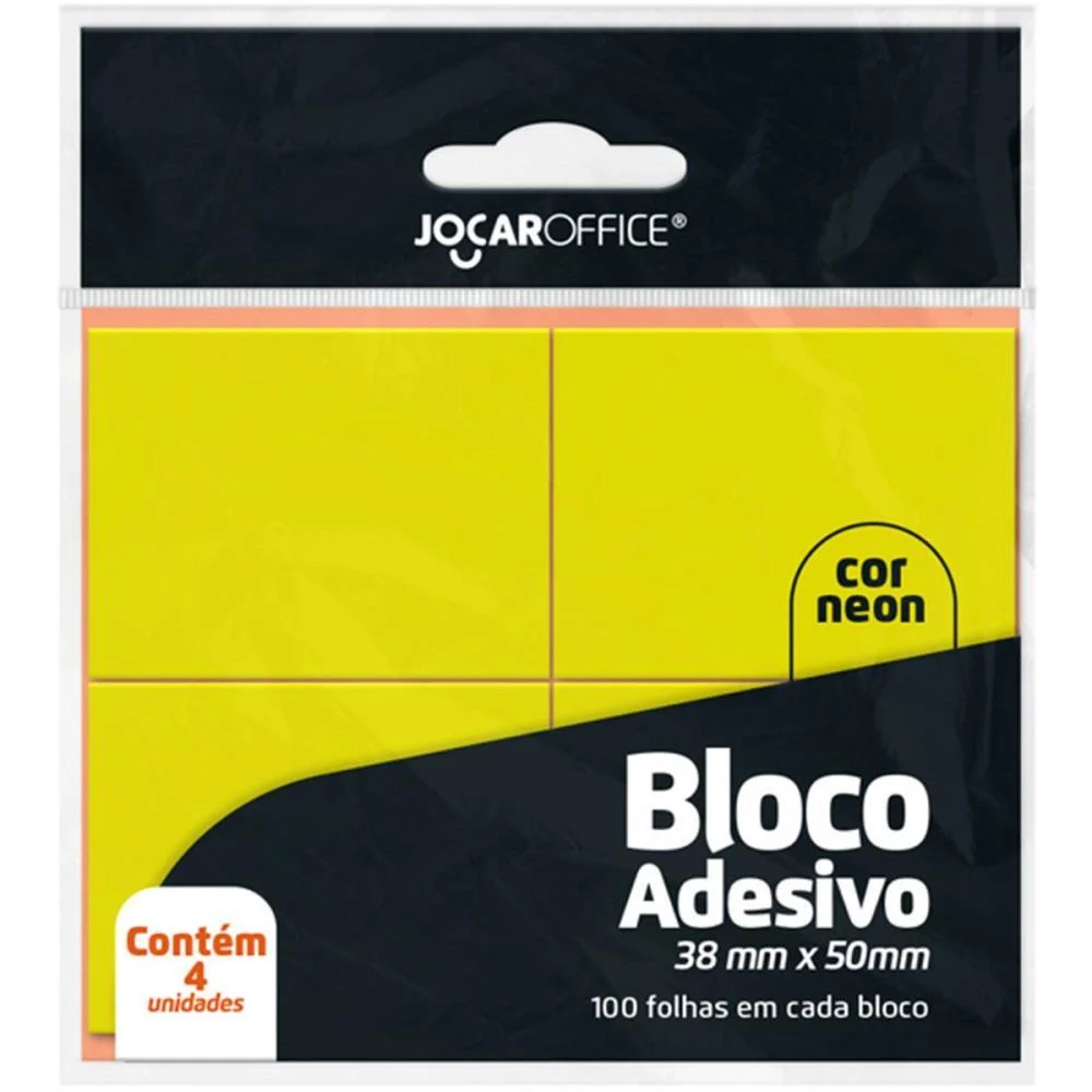 Bloco De Recado Autoadesivo Amarelo Neon 38X50Mm 100Fls. Leonora (Bl.c/04) - imagem 2