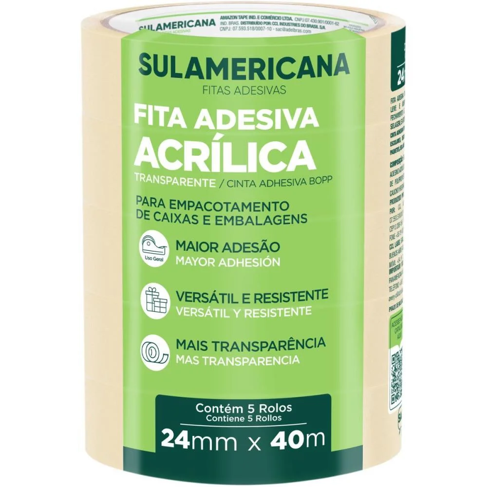 Fita Para Empacotamento Sulamericana 24Mmx40M Transp. Sulamericana (Pct.c/05) - imagem 7