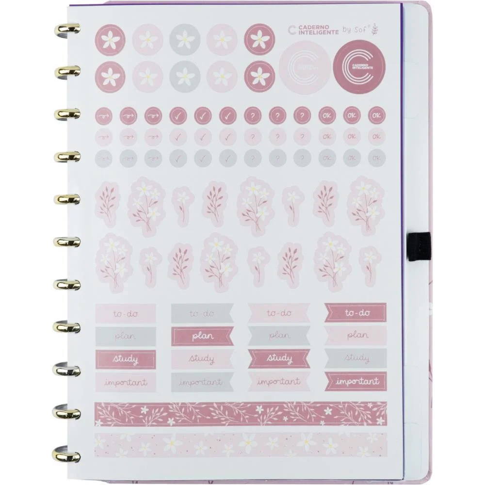 Caderno Inteligente Grande Pink Blossom  By Sof 80Fls Caderno Inteligente (Unidade) - imagem 3