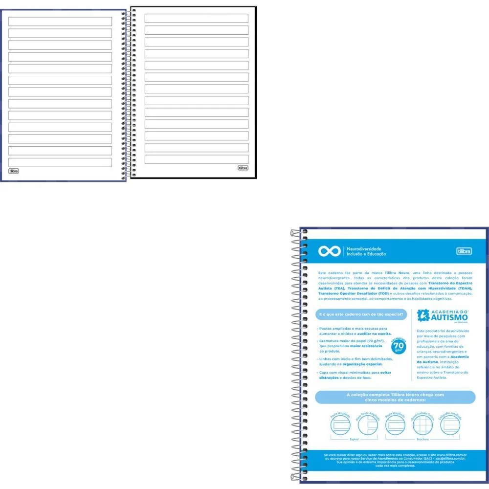 Caderno 01X1 Capa Dura Neuro 80Fls. Pauta Ampliada Tilibra (Pct.c/04) - imagem 3
