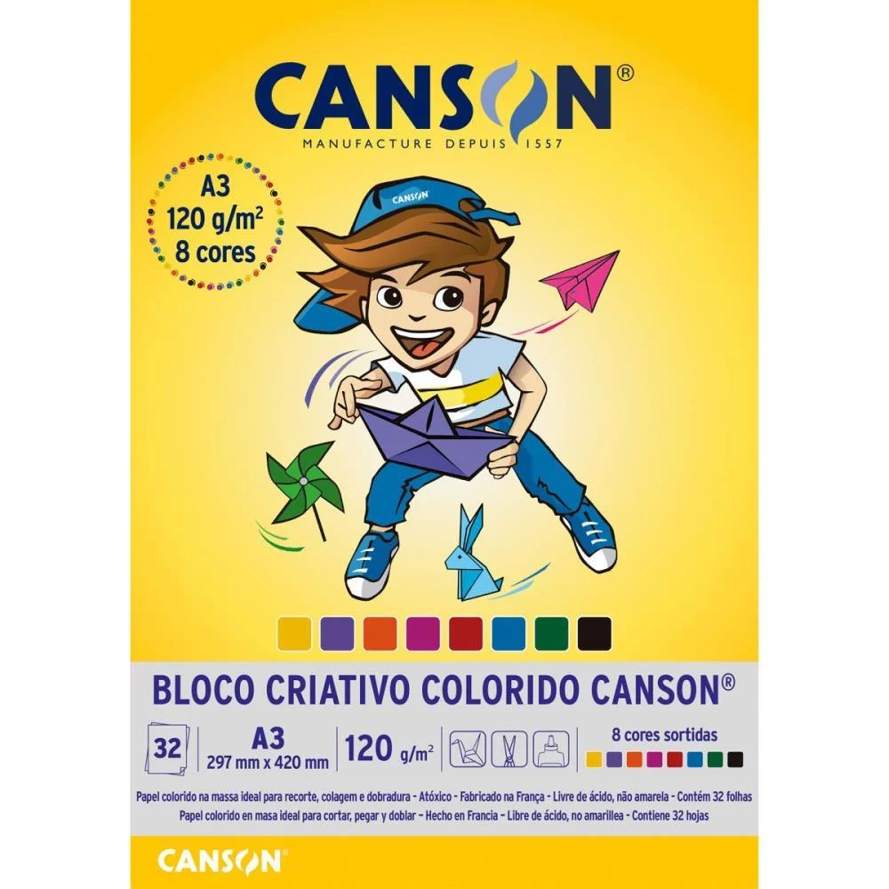Bloco Para Educacao Artistica 8 Cores A3 120G. 32Fls Canson (Unidade) - imagem 4