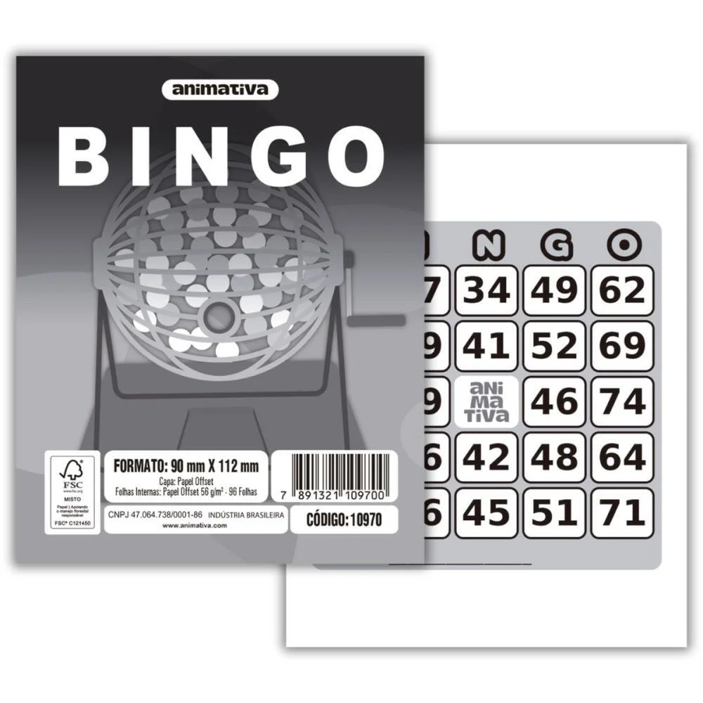 Bloco Para Bingo Cinza 90X112Mm 96 Folhas Animativa (Pct.c/10) - imagem 2