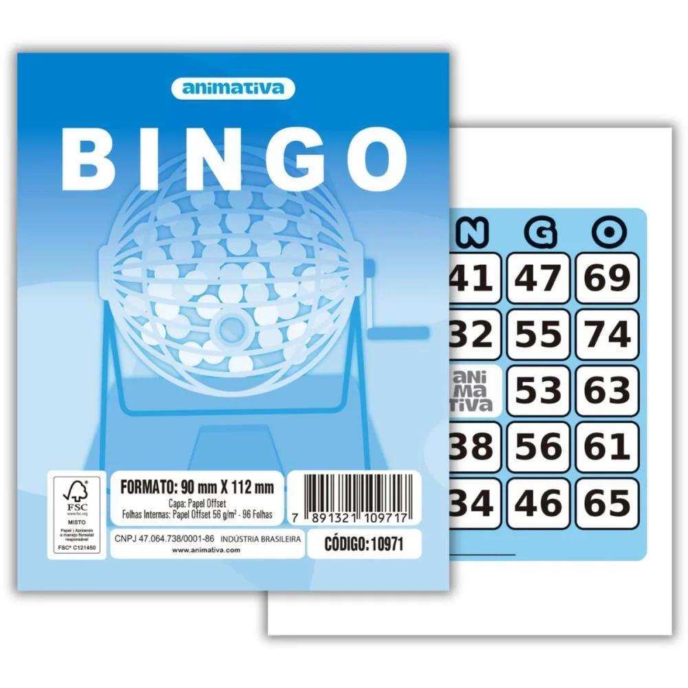 Bloco Para Bingo Azul 90X112Mm 96 Folhas Animativa (Pct.c/10) - imagem 2