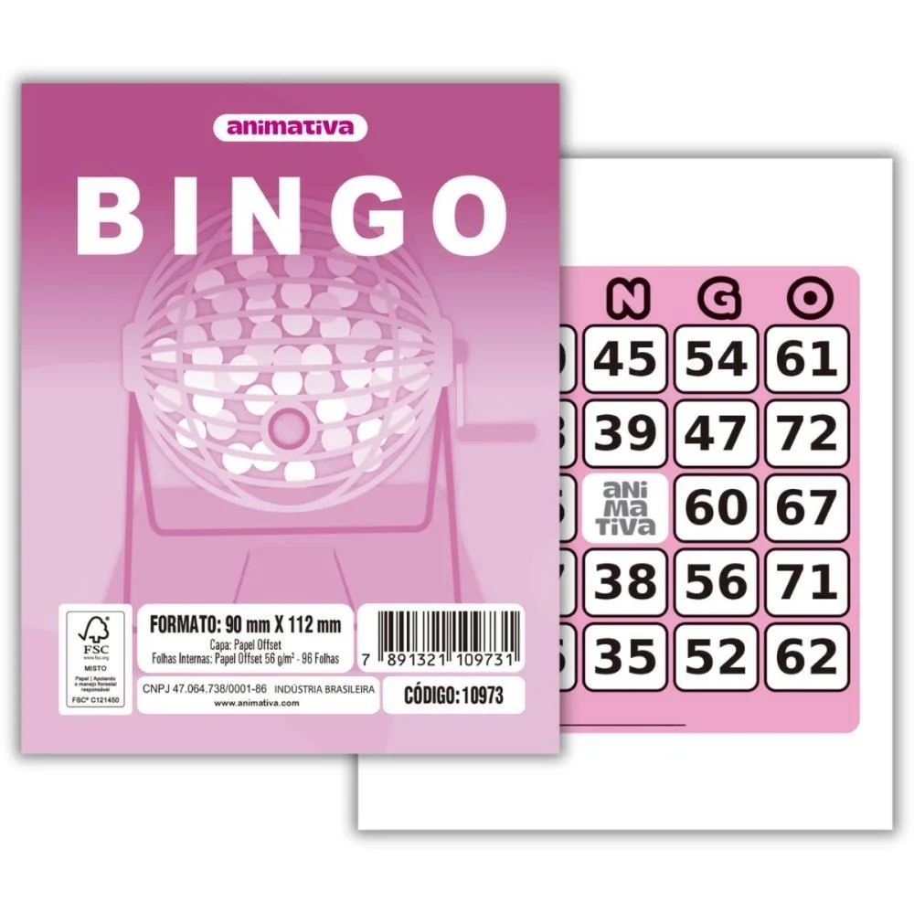 Bloco Para Bingo Rosa 90X112Mm 96 Folhas Animativa (Pct.c/10) - imagem 3