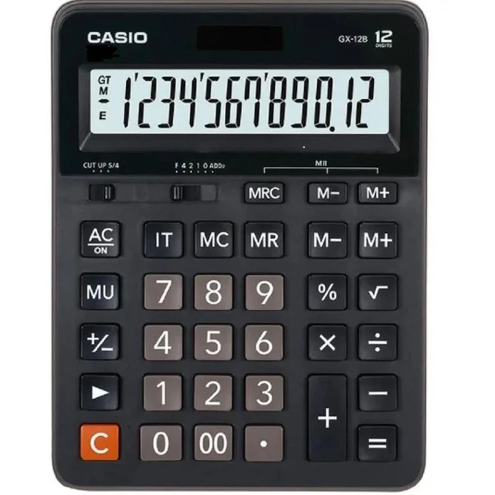 Calculadora De Mesa 12 Dig. Preta Solar/Bateria Casio (Unidade) - imagem 2