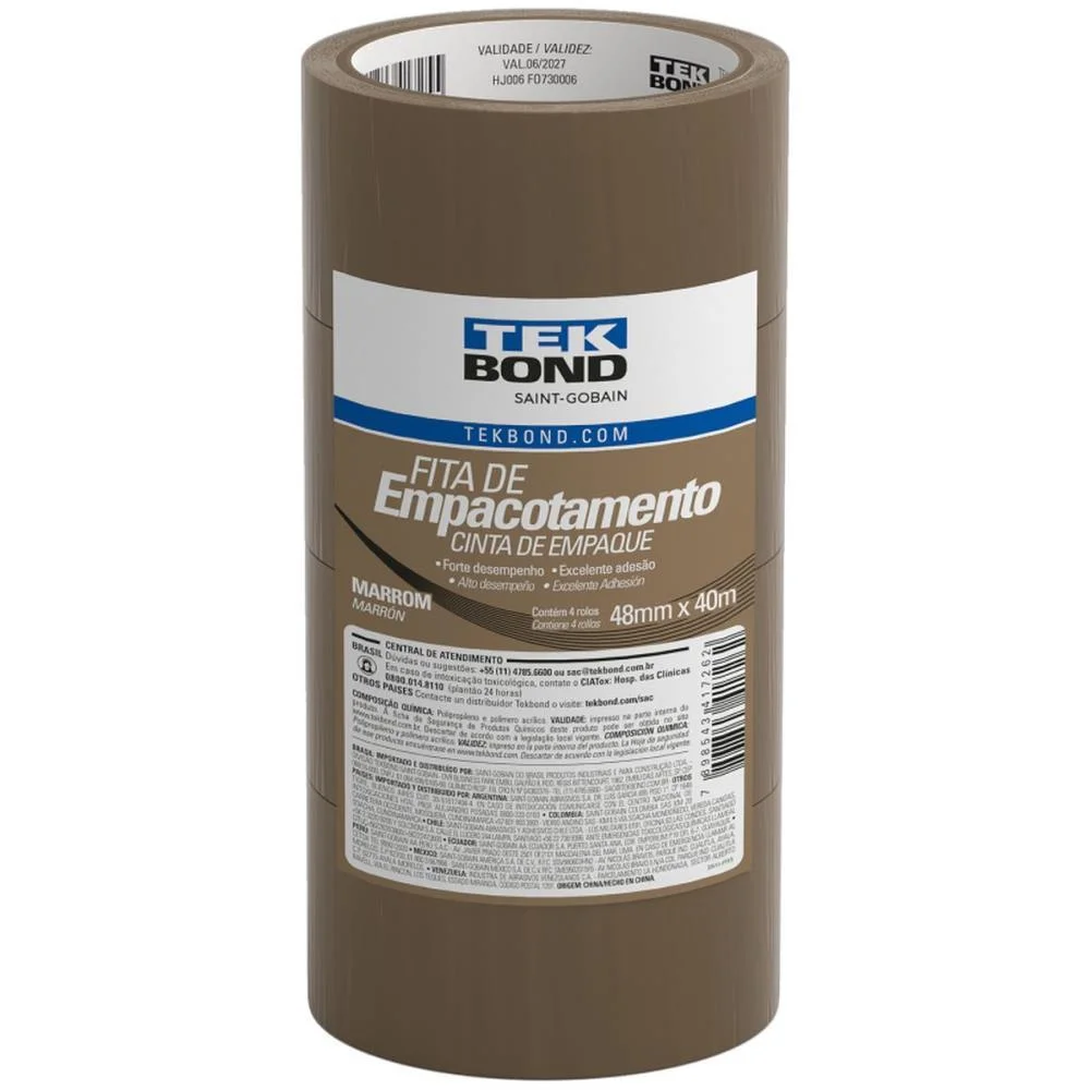 Fita Para Empacotamento Pp 48Mmx40M Marrom Tekbond (Pct.c/04) - imagem 2