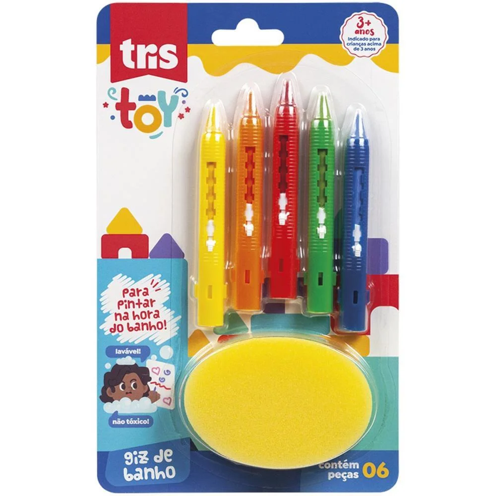 Giz De Cera Jumbo Tris Toy P/Banho Apag.c/Esponj Summit (Blister) - imagem 3