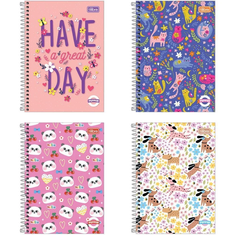 Caderno Espiral 1/4 Capa Dura Pepper 80Fls Feminino Tilibra (Pct.c/04) - imagem 2