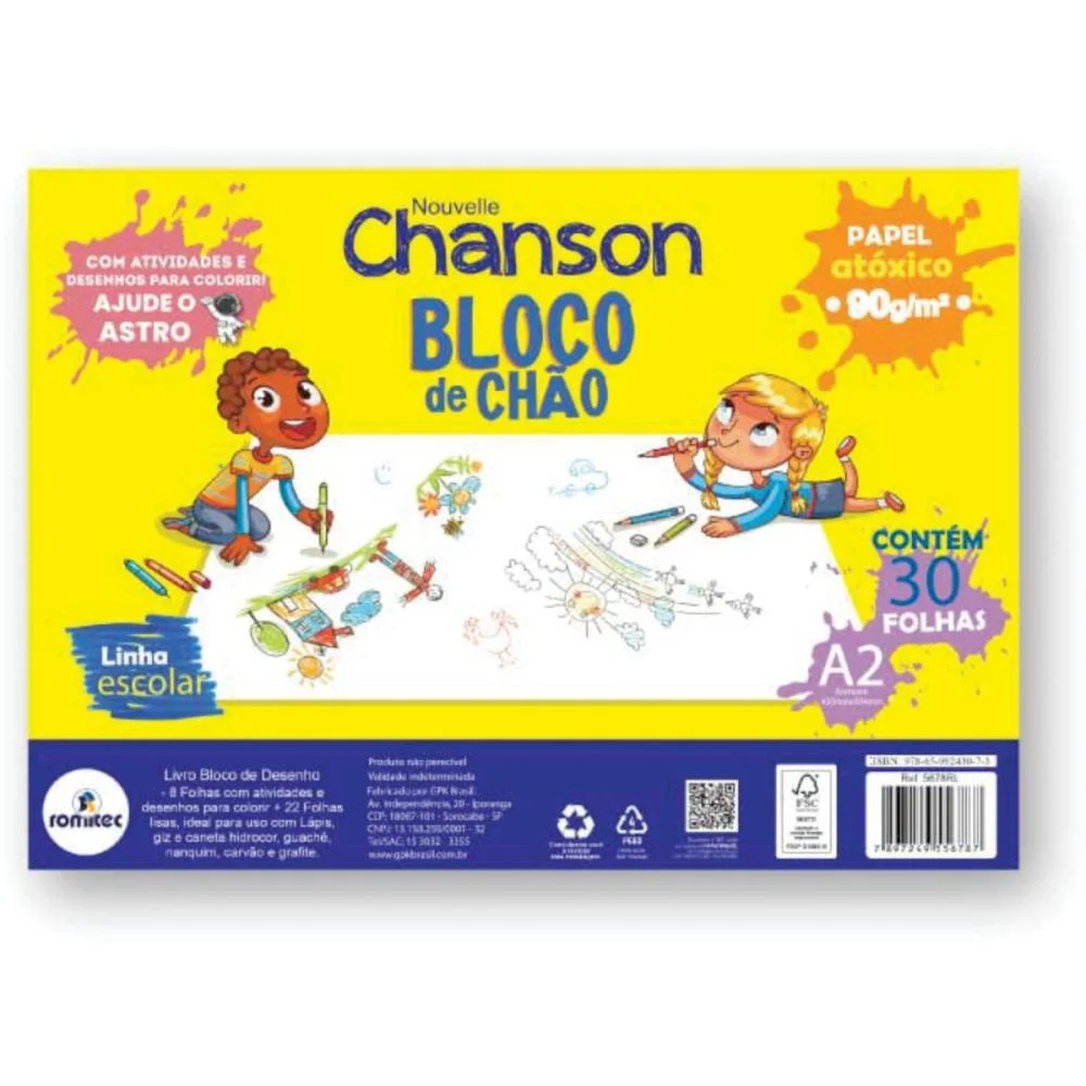 Bloco Para Educacao Artistica Desenho De Chao A2 90G 30Fl Romitec (Unidade) - imagem 3
