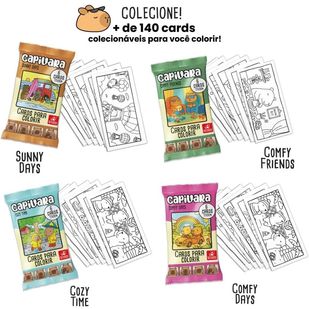 Card De Colorir Capivara Com 6Un Brinc. De Crianca - imagem 4