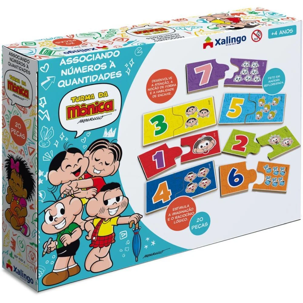 Brinquedo Pedagogico Turma Da Monica Num/Quant 20Pc Xalingo - imagem 3