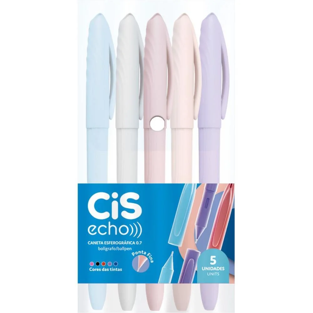 Caneta Esferografica Cis Echo 0.7Mm 5 Cores Sertic C/ 30 Unidades - imagem 2