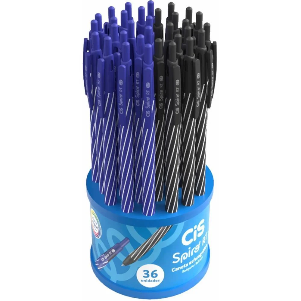 Caneta Esferografica Retratil Cis Spiro 0.7Mm Azul/Preta Sertic C/ 36 Unidades - imagem 2