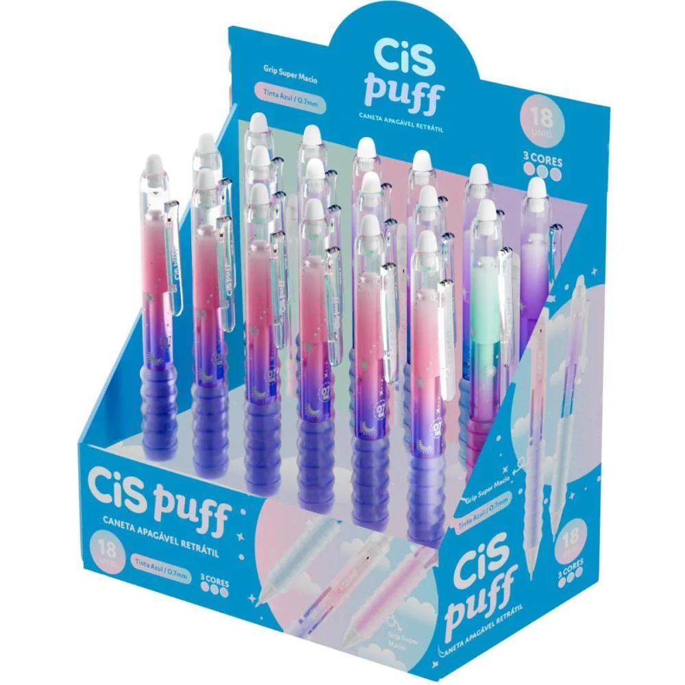 Caneta Apagavel Cis Puff Gel Rt 0.7Mm T.azu (S Sertic C/ 18 Unidades - imagem 2