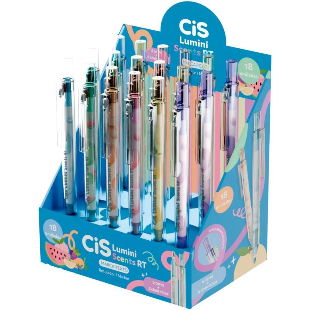 Caneta Marca Texto Cis Lumini Scents Retr 6 Cores Sertic C/ 18 Unidades - imagem 3