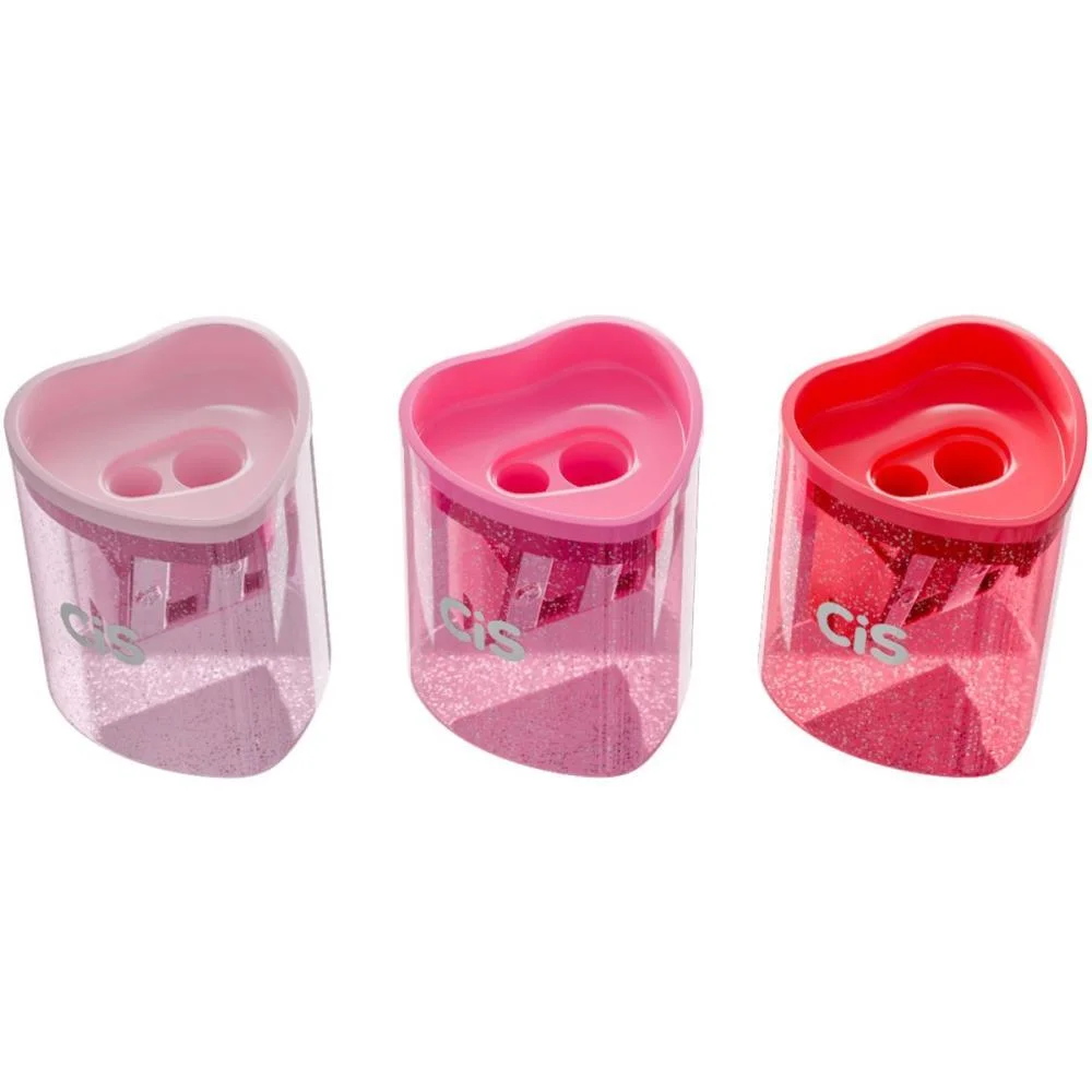 Apontador Com Deposito 2 Furos Cis 366 Coracao Com Glitter (S Sertic (Dp.c/12) - imagem 3