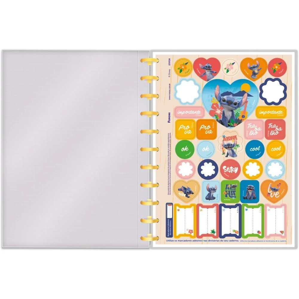 Caderno 10X1 Capa Dura Stitch Movie Disco 160F Foroni (Unidade) - imagem 5