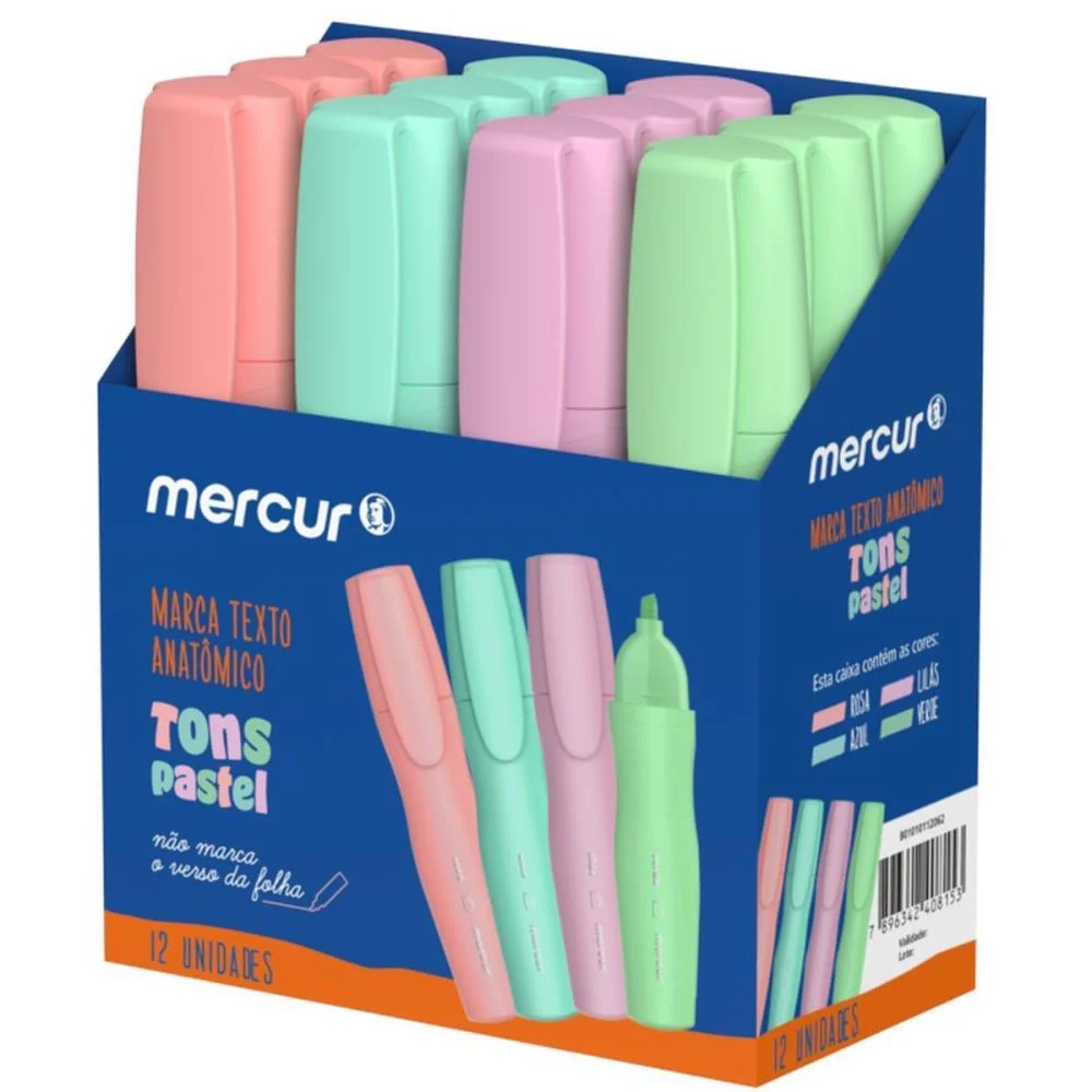 Caneta Marca Texto Tons Pastel Anatomico (S) Mercur (Cx.c/12) - imagem 3