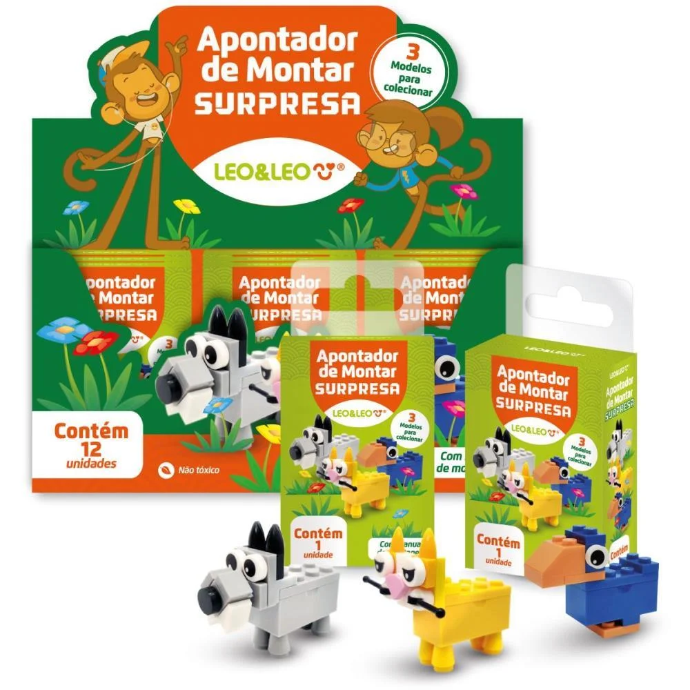 Apontador Com Deposito Montar Animais Surpresa 3Mod Leonora (Dp.c/12) - imagem 2